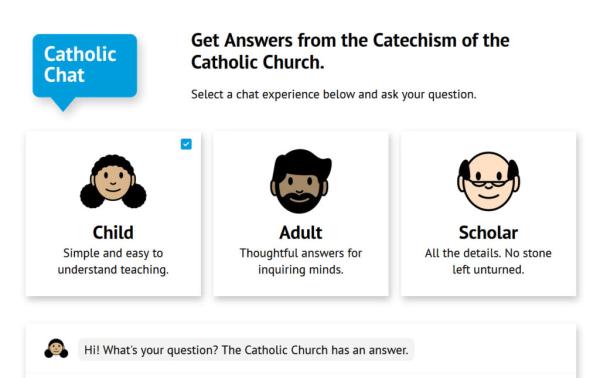 Catholic.chat, Trí Tuệ Nhân Tạo Giúp Tìm Hiểu Và Học Hỏi Giáo Lý Công Giáo